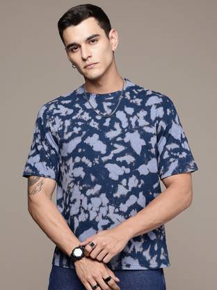 METRONAUT Washed Men Round Neck Blue T-Shirt