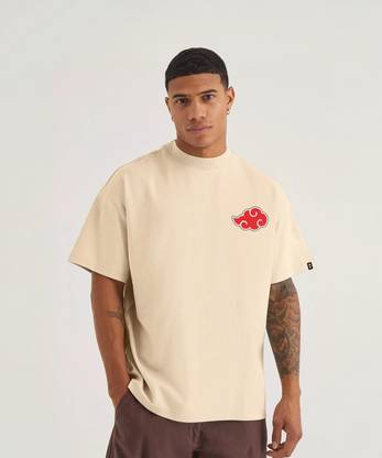Pronk Printed Men Round Neck Beige T-Shirt