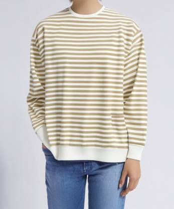 MACK JONNEY Striped Men Round Neck Beige T-Shirt