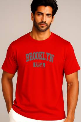 JUARI BE A GENTLEMAN Printed Men Round Neck Red T-Shirt