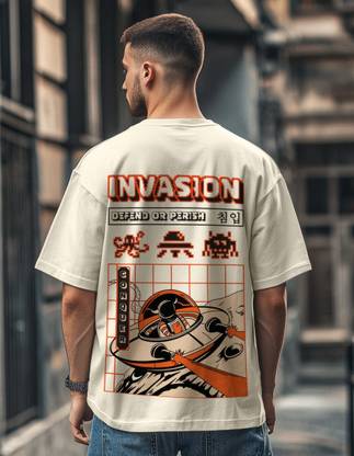 Veirdo Printed Men Round Neck Beige T-Shirt