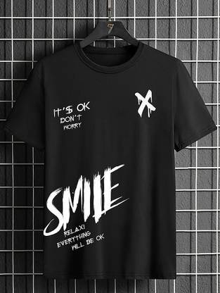 STYLOGUE Printed Men Round Neck Black T-Shirt