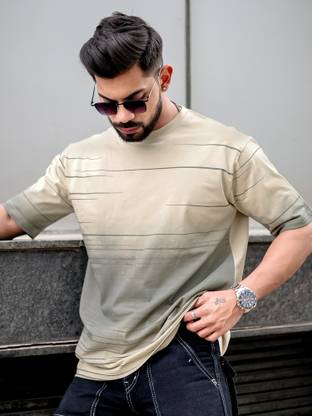 MANIAC Printed Men Round Neck Beige T-Shirt