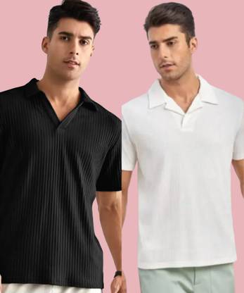 Christy World Solid Men Polo Neck Multicolor T-Shirt