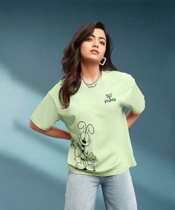 BEWAKOOF Graphic Print Women Round Neck Green T-Shirt