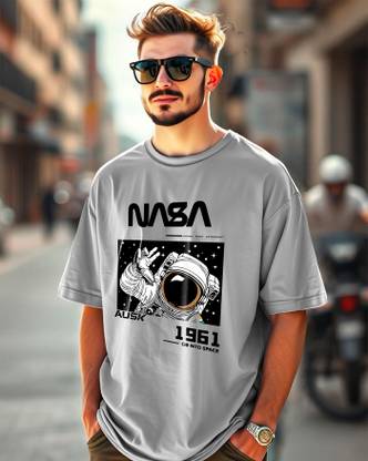 AUSK Printed Men Round Neck Grey T-Shirt