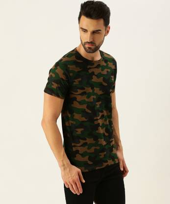 Veirdo Printed Men Round Neck Green T-Shirt