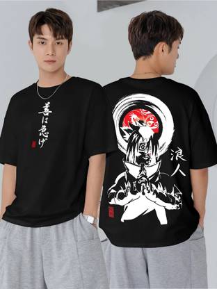 Jump Cuts Printed Men Round Neck Black T-Shirt