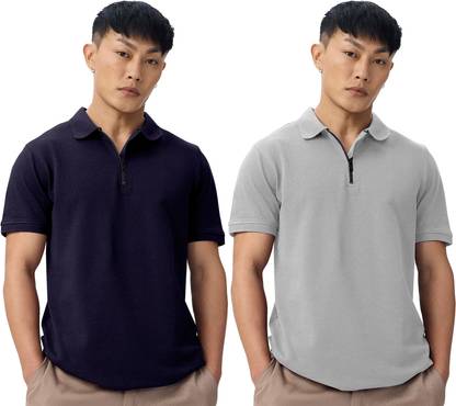 FTX Solid Men Polo Neck Multicolor T-Shirt