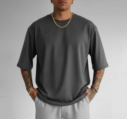 KENI Solid Men Round Neck Grey T-Shirt