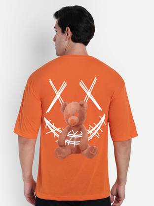 SCOTT FINCHER Printed Men Round Neck Orange T-Shirt