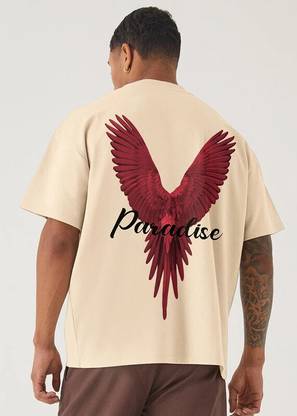 Pronk Graphic Print Men Round Neck Beige T-Shirt