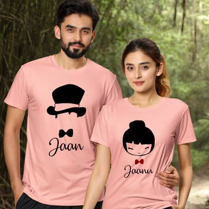 Printed Couple Pink T-Shirt