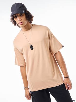 BEWAKOOF Solid Men Round Neck Brown T-Shirt