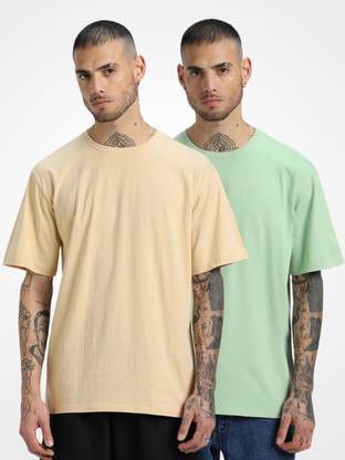 Veirdo Solid Men Round Neck Multicolor T-Shirt