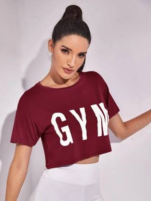 CULISH Typography Women Round Neck Maroon T-Shirt