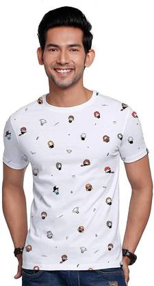 The Souled Store Printed Men Round Neck White T-Shirt