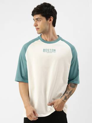 MANIAC Typography Men Round Neck White, Blue T-Shirt