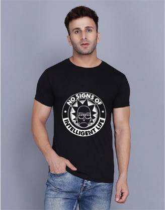 Printed Men Black, White T-Shirt