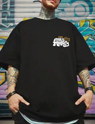 Manlino Printed Men Round Neck Black T-Shirt