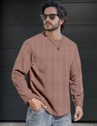 Force Solid Men Round Neck Brown T-Shirt