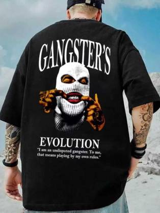 Graphic Print Men Black T-Shirt