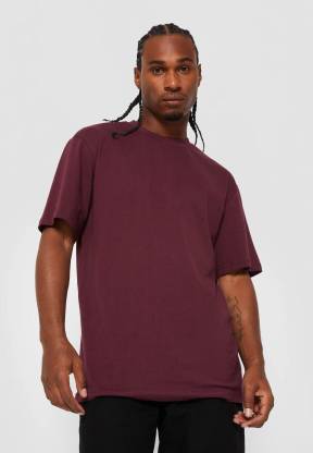 Clothcollection Solid Men Round Neck Purple T-Shirt