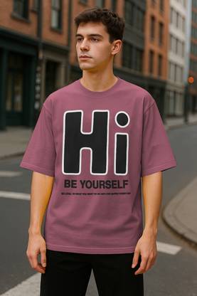 BEING WANTED Printed Men Round Neck Reversible Maroon T-Shirt