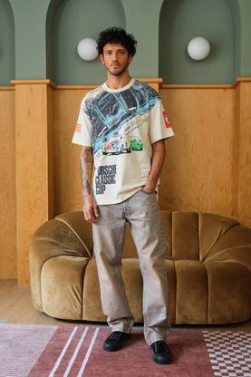 Bonkers Corner Graphic Print Men Round Neck White T-Shirt