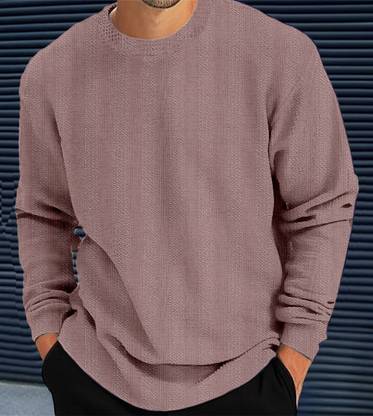 Force Solid Men Round Neck Pink T-Shirt