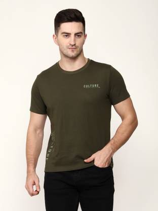 Printed Men Dark Green T-Shirt