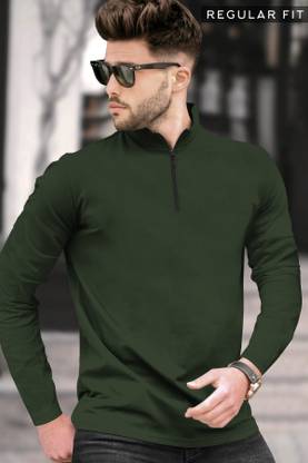 Solid Men Dark Green T-Shirt