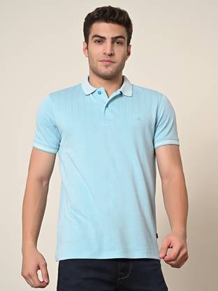 KILLER Solid Men Polo Neck Blue T-Shirt