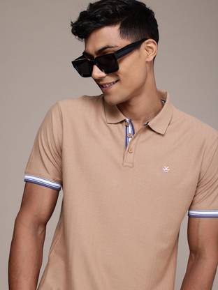 WROGN Self Design Men Polo Neck Red T-Shirt