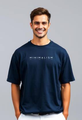 UrGear Printed Men Round Neck Dark Blue T-Shirt