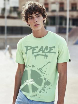 BEWAKOOF Graphic Print Men Round Neck Green T-Shirt