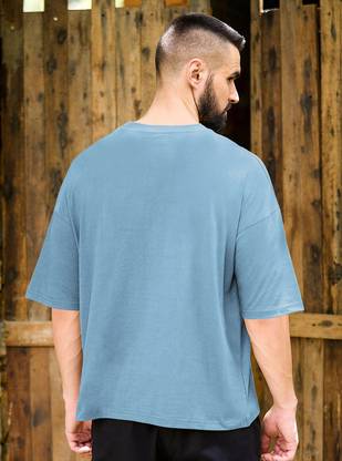 Solid Men Light Blue T-Shirt