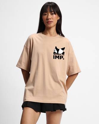 BEWAKOOF Graphic Print Women Round Neck Brown T-Shirt