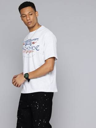 R.Code by The Roadster Life Co. Graphic Print Men Round Neck White T-Shirt