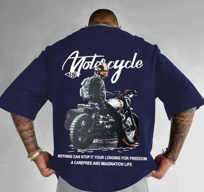 Manly Tees Graphic Print Men Round Neck Dark Blue T-Shirt