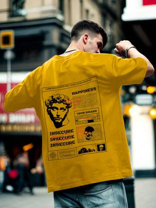 Manly Tees Printed Men Round Neck Yellow T-Shirt