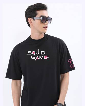 ROYAL STANCE X SQUID GAME Graphic Print Men Round Neck Black T-Shirt