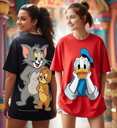 DISNEY by DreamBe Printed Women Round Neck Multicolor T-Shirt
