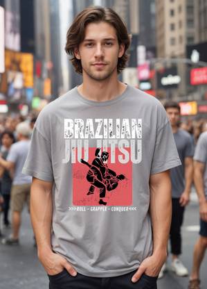 Smartees Printed Men Round Neck Grey T-Shirt