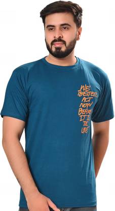Printed Men Blue T-Shirt
