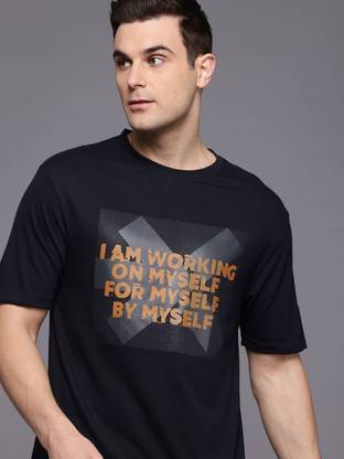 HRX by Hrithik Roshan Printed Men Round Neck Black T-Shirt