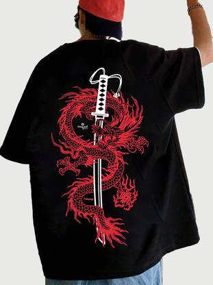 Thalasi Knitfab Graphic Print Men Crew Neck Black T-Shirt