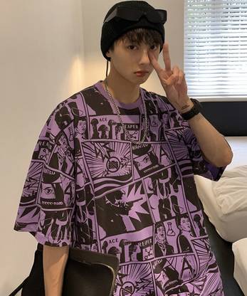 Three Arrows Printed Men Crew Neck Purple T-Shirt