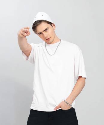BEING WANTED Solid Men Round Neck White T-Shirt