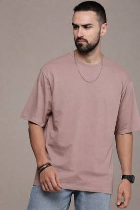 Roadster Solid Men Round Neck Purple T-Shirt